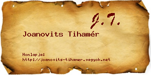 Joanovits Tihamér névjegykártya